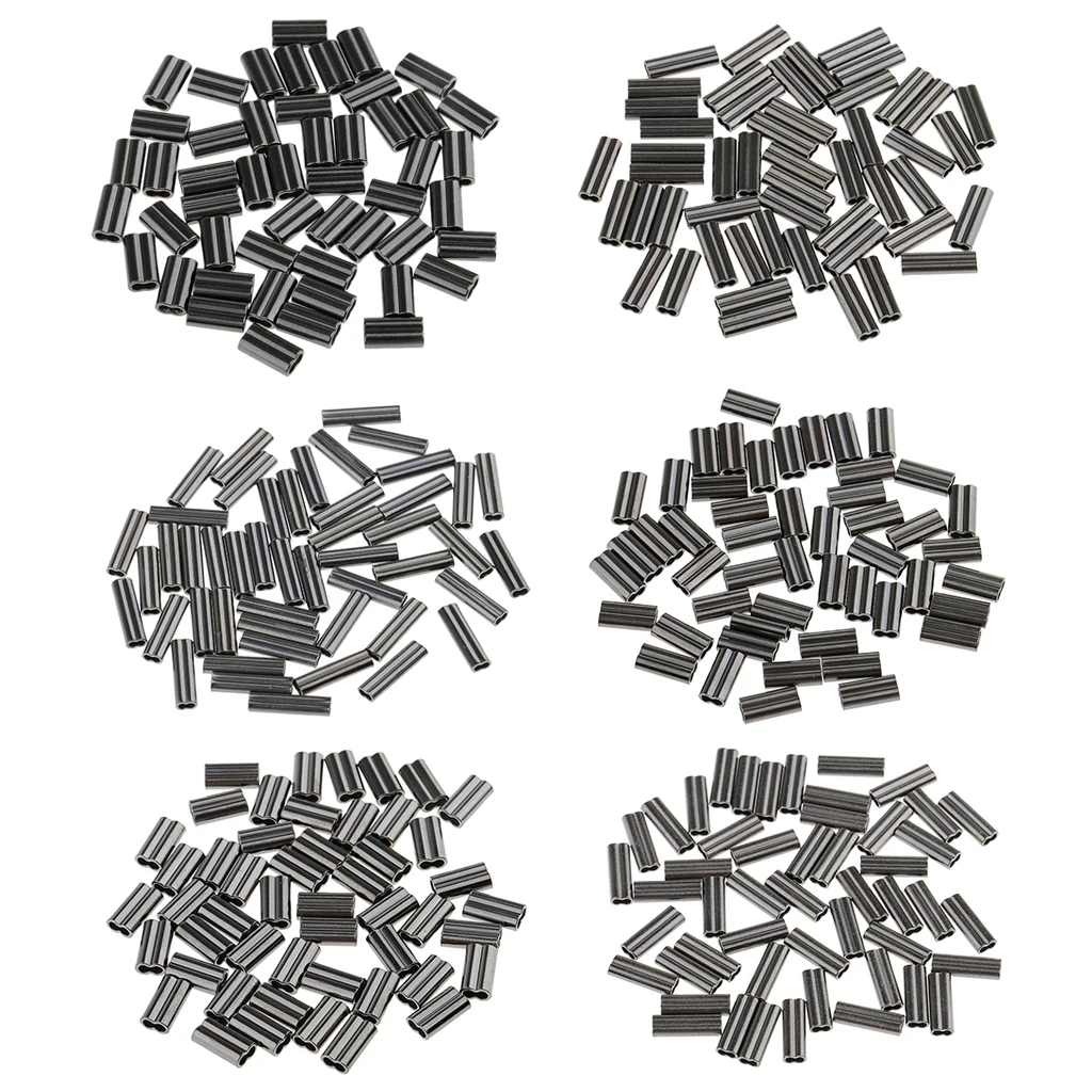 50 x Mini Copper High Strength Double Barrel Crimp Sleeves Tube Fiish Connector 6 sizes mini copper double barrel leader sleeves