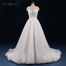 Блестящее свадебное платье бальное платье с v-образным вырезом кружевное свадебное платье длинный вышитый бисером пояс халат с блестками de Mariee свадебное платье SM13