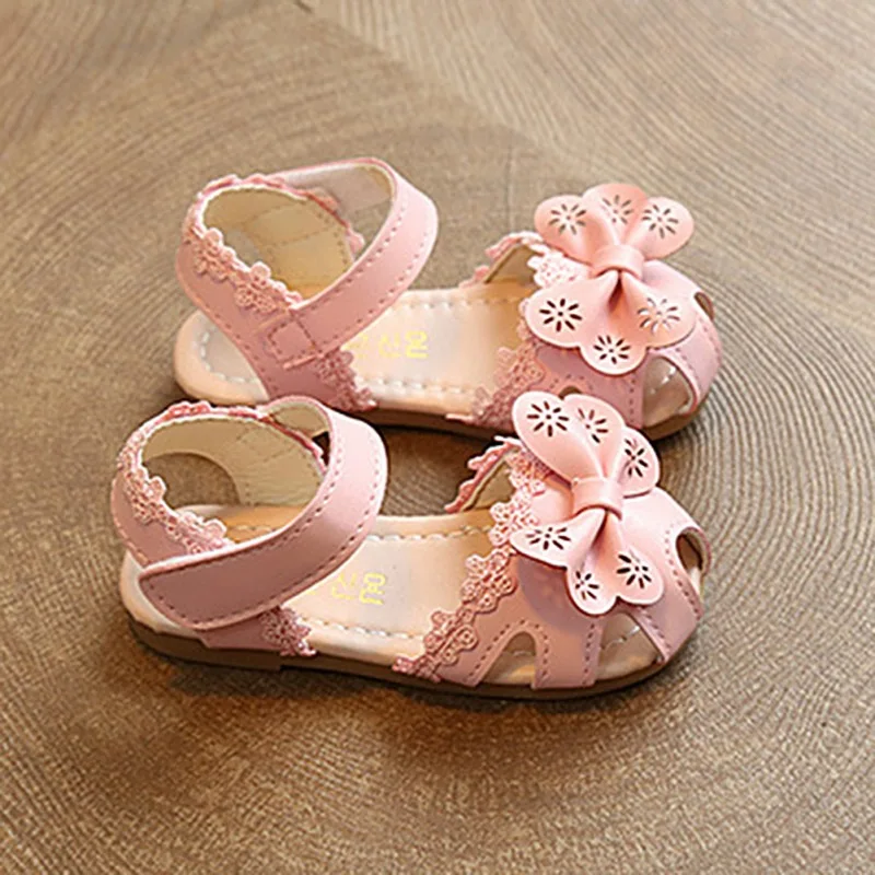 Летние сандалии на мягкой подошве для маленьких девочек с кружевным цветочным бантом, Повседневная дышащая Нескользящая прогулочная