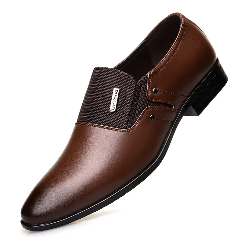 COSIDRAM/Мужские модельные туфли из спилка с острым носком без застежки; деловые свадебные туфли-оксфорды; официальная обувь для мужчин; коллекция года; сезон весна-47 BRM-021 - Цвет: Brown slip on