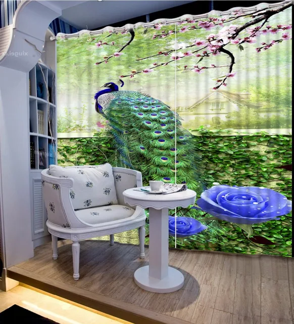Moderne Gordijnen Voor Woonkamer Mooie groene grond pauw Blackout 3D ... Moderne Gordijnen Voor Woonkamer Mooie groene grond pauw Blackout 3D ...