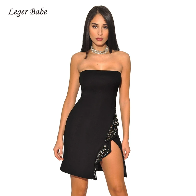 short black dress with slit