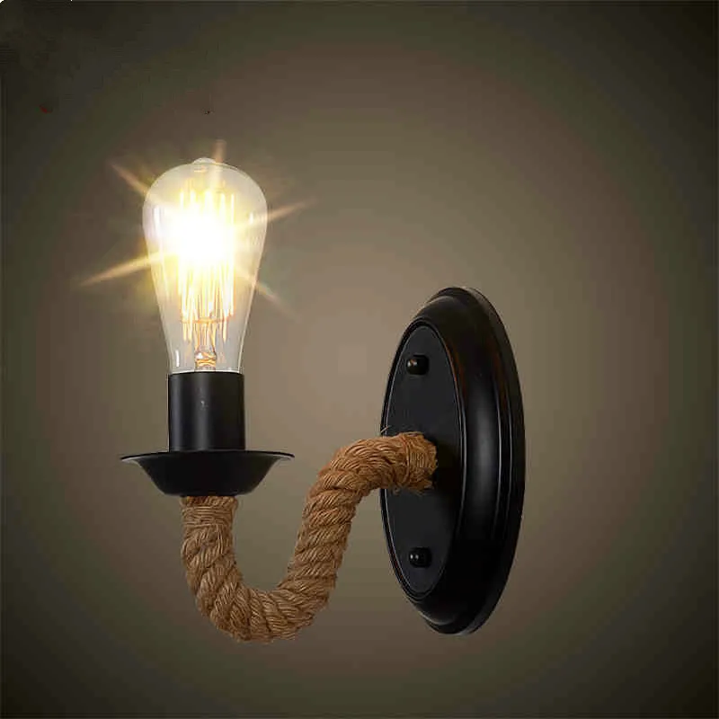 

Retro Creative Rope Shape Wall Light for Living Room Restaurant Aisle Corridor Pub Cafe Industry Wall Lamp Sconce Vintage Lamp