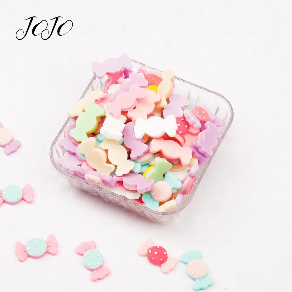 

JOJO BOWS 8pcs Resin Patch Colored Candy Pattern Accessories Apparel Sewing DIY HairBows Party Decoration Resin For Needlework