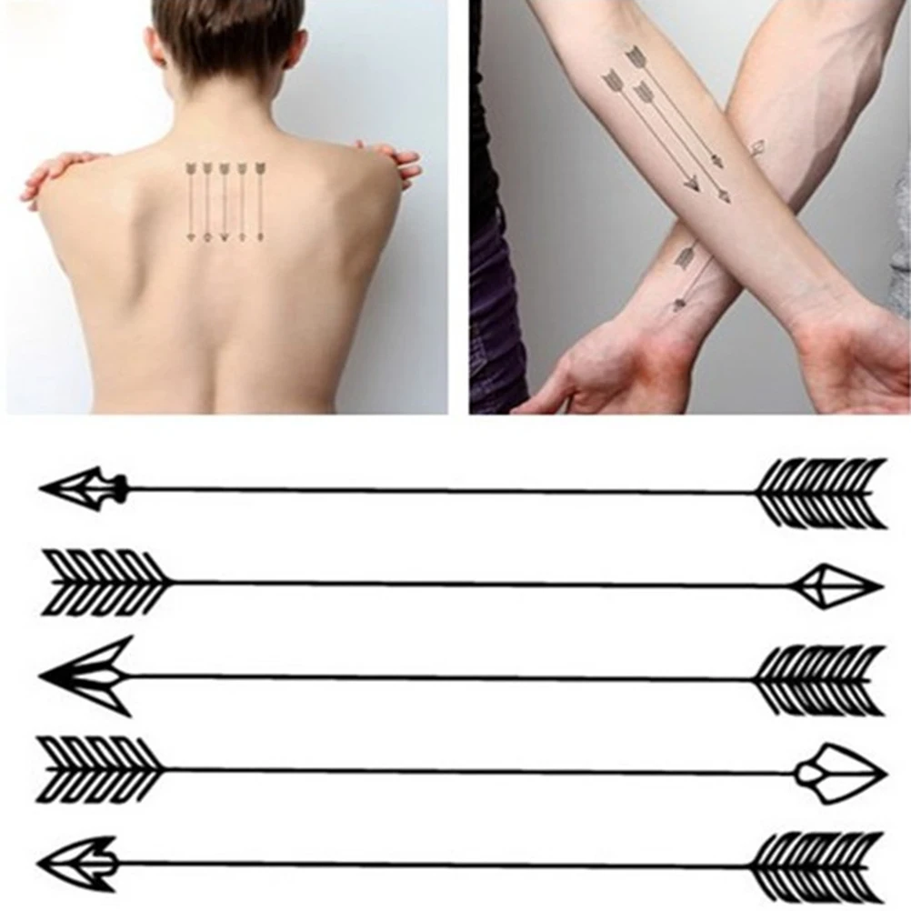 For Men Women Waterproof Flash Temporary Arrow Tattoo Stickers Girls Fake  Tattoos 10*6cm - Temporary Tattoos - AliExpress