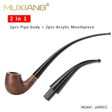 RU-MUXIANG 2 em 1 madeira rosewood fumar churchwarden tubo de alta qualidade com 9mm filtro 10 ferramentas para fumar tubo conjunto presente ad0015