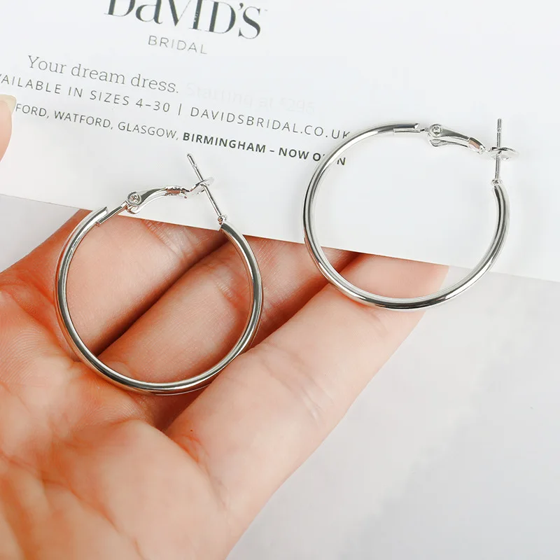 

2019 Hots Punk Big Size Hoop Earrings Brincos Trendy Party Exaggerated Silver Color Round Circle Earrings for Women Jewelry Gift