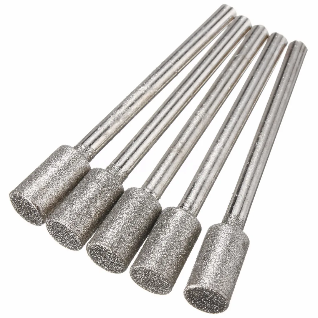5pcs/set New 3mm Shank Silver Diamond Grinding Burr Stone Drill Bits For Rotary Tool