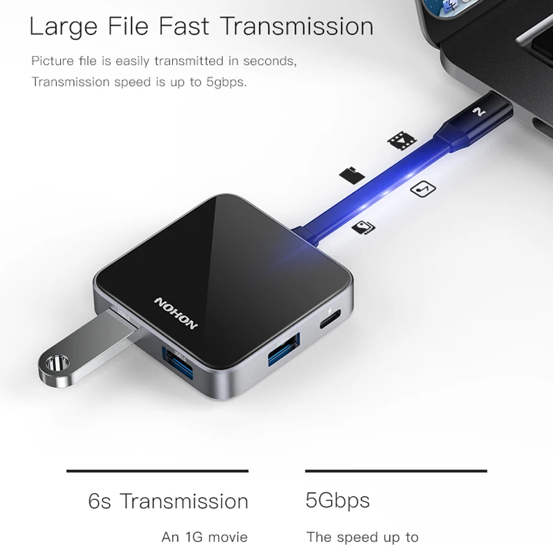 NOHON USB-C HDMI адаптер 5 в 1 USB 3,0 концентратор Тип C конвертер PD док-станция для MacBook Xiaomi samsung huawei ноутбуки телефоны