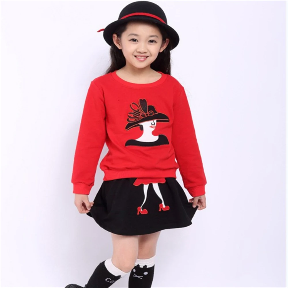 Autumn Toddler Girls Clothing Set Kids 2Pcs Suit Top Coat+Skirt Girls Long Sleeve Winter Outfit Christmas Clothes