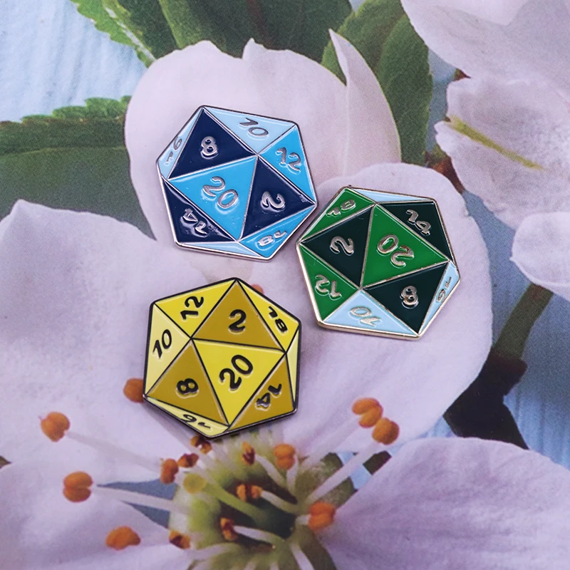 D20 эмалированный контактный набор 3 цвета двусторонний значок в виде игральных