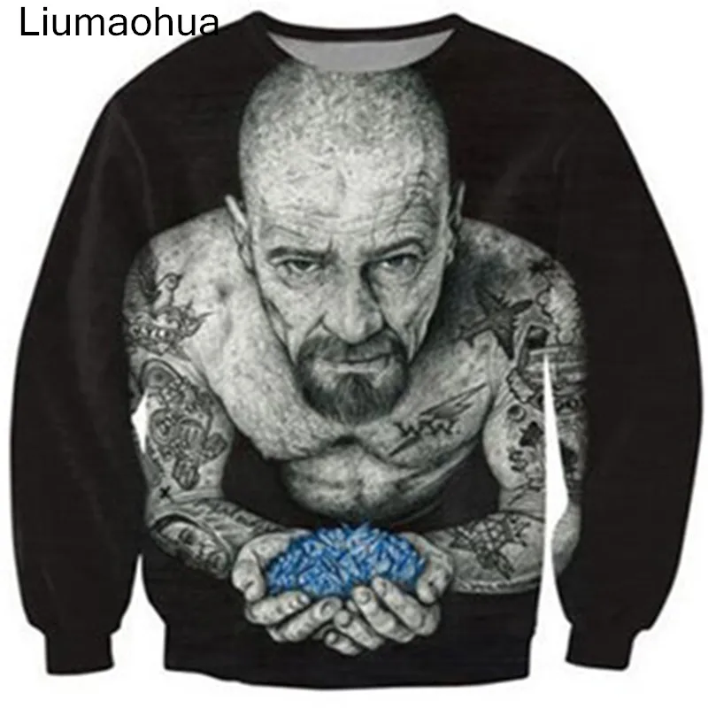 Liumaohua 2018 Новый женский и мужской 3d свитер с круглым вырезом в виде инкед Heisenberg