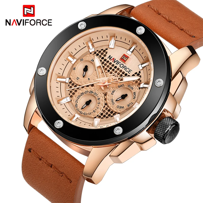 

NAVIFORCE New Luxury Brand Waterproof Quartz Watch Men Military Leather Sports Watches Man 24 Hour Date Clock Relogio Masculino