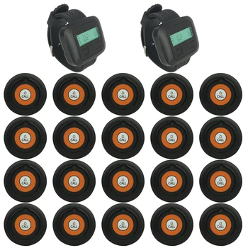 

JINGLE BELLS 433MHz wireless calling system with long distance ultrathin 20 call bells+2 watch pager receiver call pager system