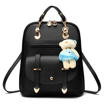 

Fashion Women Backpack High Quality PU Leather Backpacks for Teenage Girls Female School Shoulder Bag Bagpack Mochila Black