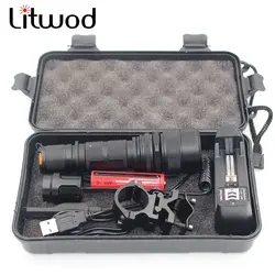 Litwod z20 XM-L2 U3 высокая яркая USB Перезаряжаемые светодио дный фонарик 5000Lm зум удаленного коммутатора светодио дный тактический фонарь для охоты