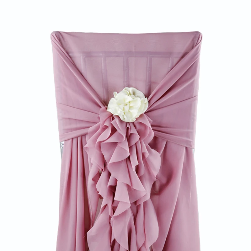 Livia Event Tex Румяна Розовый шифон крышка капюшон с ивы вьющиеся пояса для свадебной церемонии событие банкет украшения