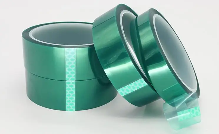 

0.06mm thick (3mm-50mm)x33m High Temperature Resistant PET Green Adhesive Tape for Sticky PCB Electroplate Shielding wholesale