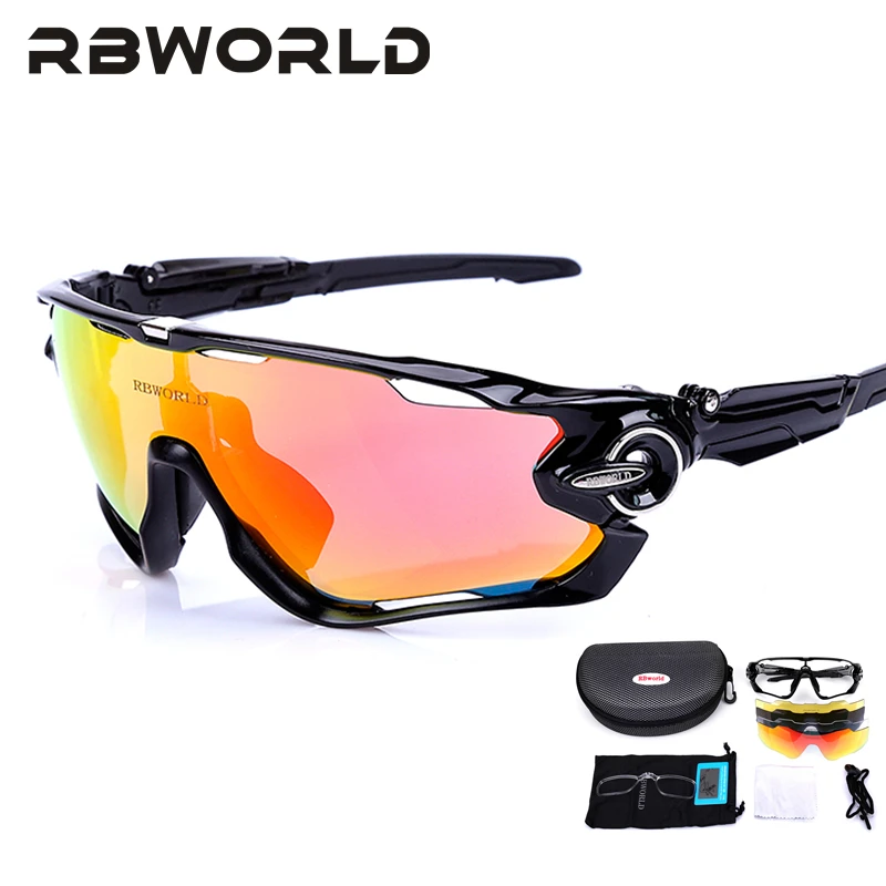 JBR Jaw 4 Pair Lens Polarized Men MTB Cycling Sunglasses Eyewear Running Sport Bicycle Glasses TR90