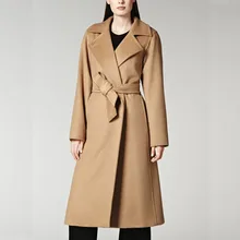 Classic Turn-down Collar Ultra Long Women Woolen Jacket, Ladies Elegant Extra Long Wool Jacket