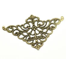 Doreen Box Lovely Antique Bronze Filigree Triangle Wraps Connectors 5cm x 3.2cm(2″x1-1/4″), sold per lot of 100 (B17546)