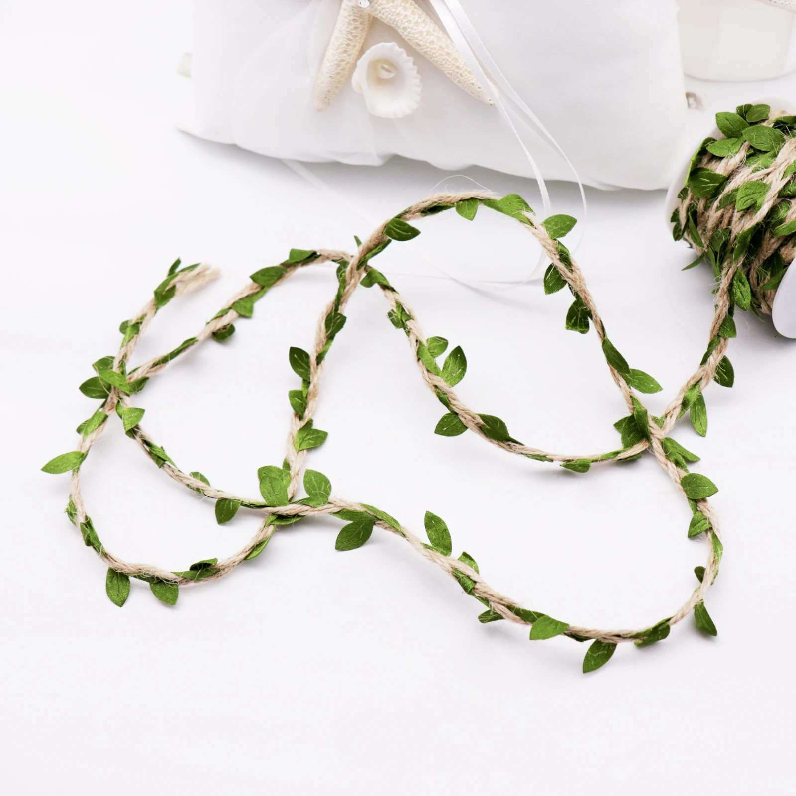 1 ярд имитация зеленых листьев плетение пеньковая веревка DIY Свадьба День рождения свадебное украшение из ротанга подарочная упаковка букета веревка 5 мм