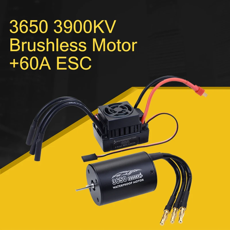 3650 2300KV/3100KV/3900KV бесщеточный Сенсорный Водонепроницаемый мотор 3 175mm + 60A ESC для 1/8 RC