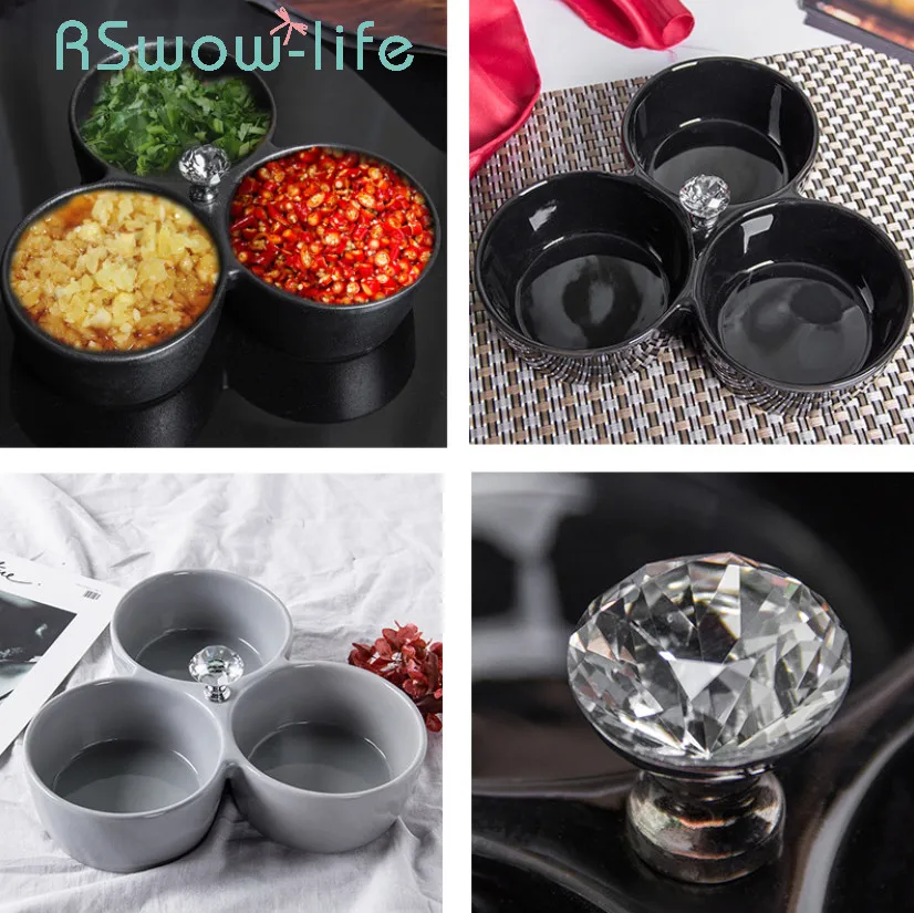 

Creative Ceramic Dish Three Consecutive Grid Fruit Bowl Snack Dishes Sauce Dish For Restaurant Supplies Trinket Dishes