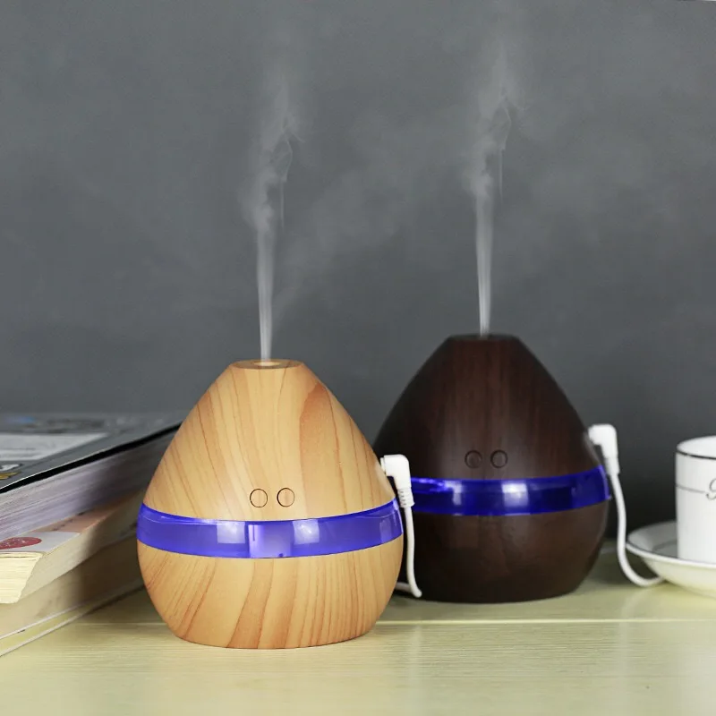 

300ML USB Air Humidifier Essential Oil USB Diffuser With Wood Grain Aroma USB Diffuser LED Lights Mist Maker For Home