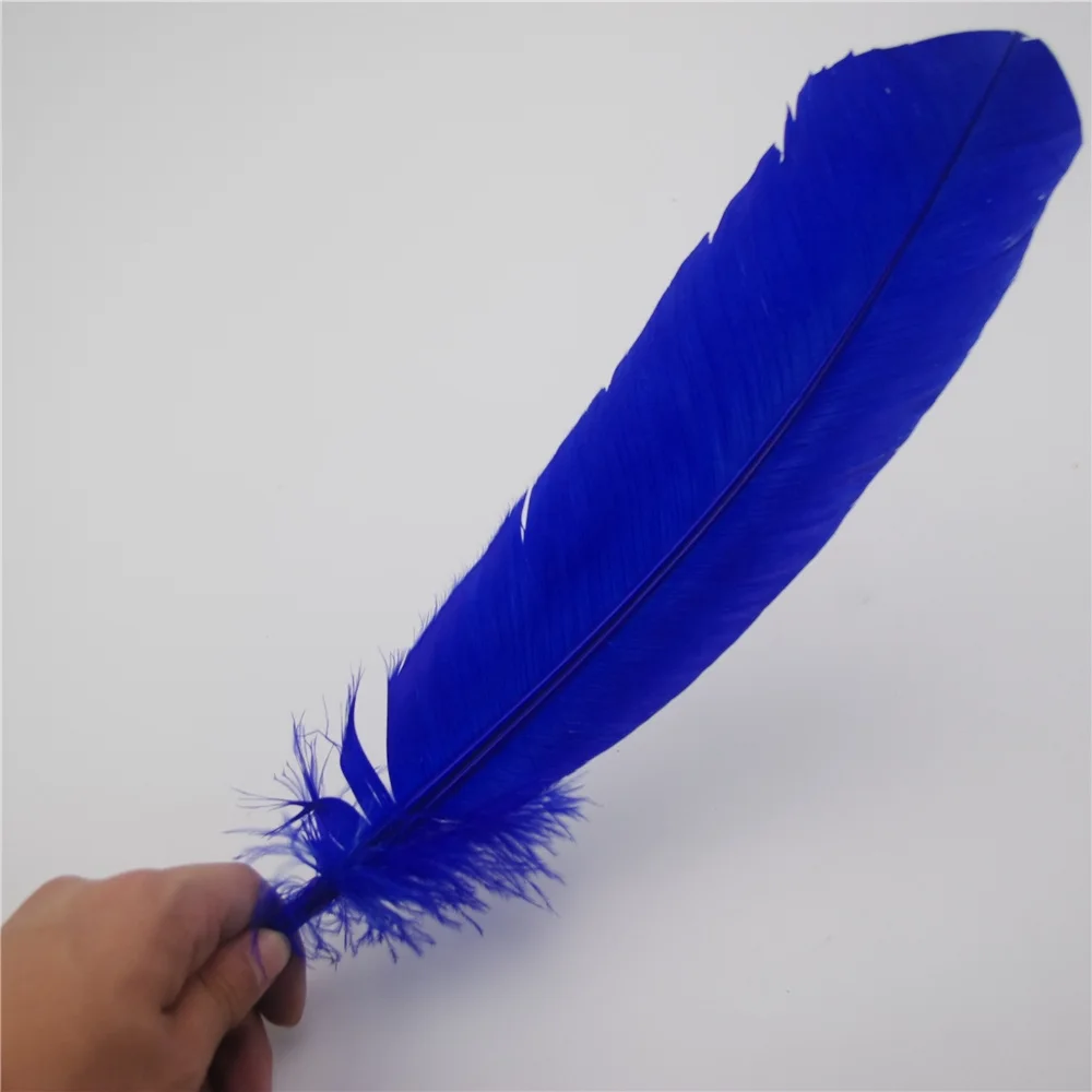 

25-30cm 50pcs/lot Quill pen blue swan 10-12inch goose feather plumes party hat decorations feather