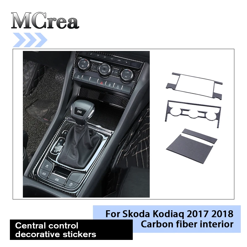 

MCrea Carbon Fiber Center Console Navigation Air Panel Frame Sticker For Skoda Kodiaq 2017 2018 Car Styling Interior Accessories
