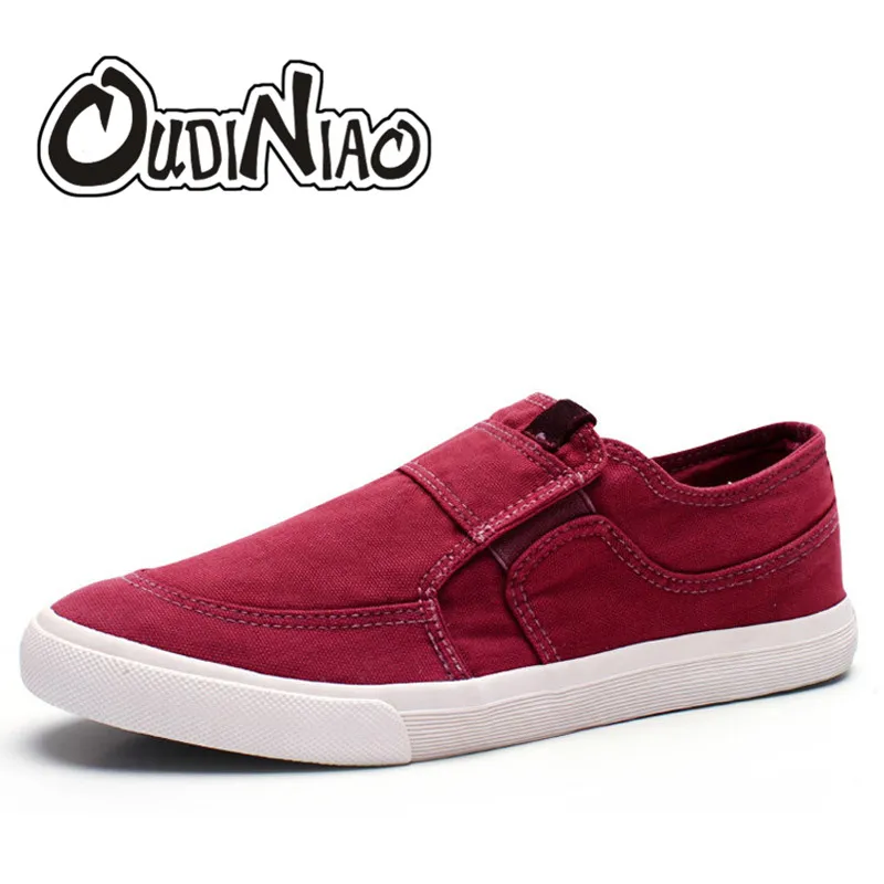 OUDINIAO Men Shoes Canvas Denim Slip On Men Casual Shoes Plimsolls Breathable Male Footwear Spring Sneakers Black Blue Elastic