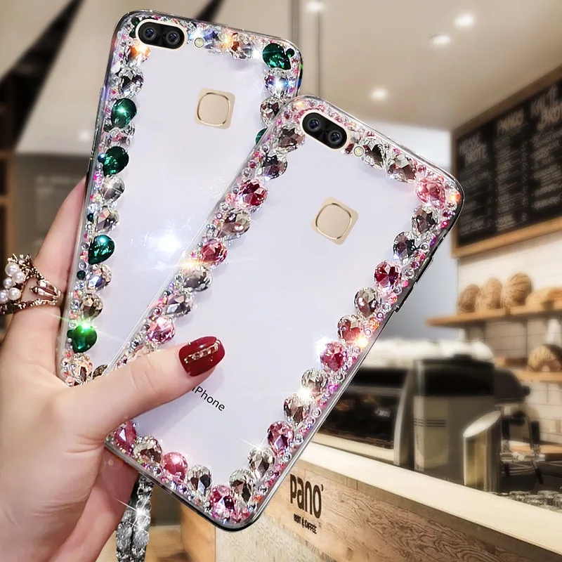 

For Huawei Honor 9Lite Luxury Inlaid Rhinestone Side IPhone Flash Iphone Cover TPU Hard Shell