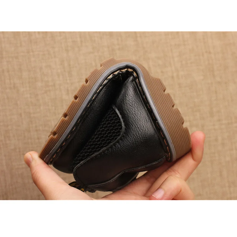 Children's High Leather Shoes Boy Girl Kids Walking Shoes Winter Shoes comfortable Fleece Warm thermal snow shoes size 21-36