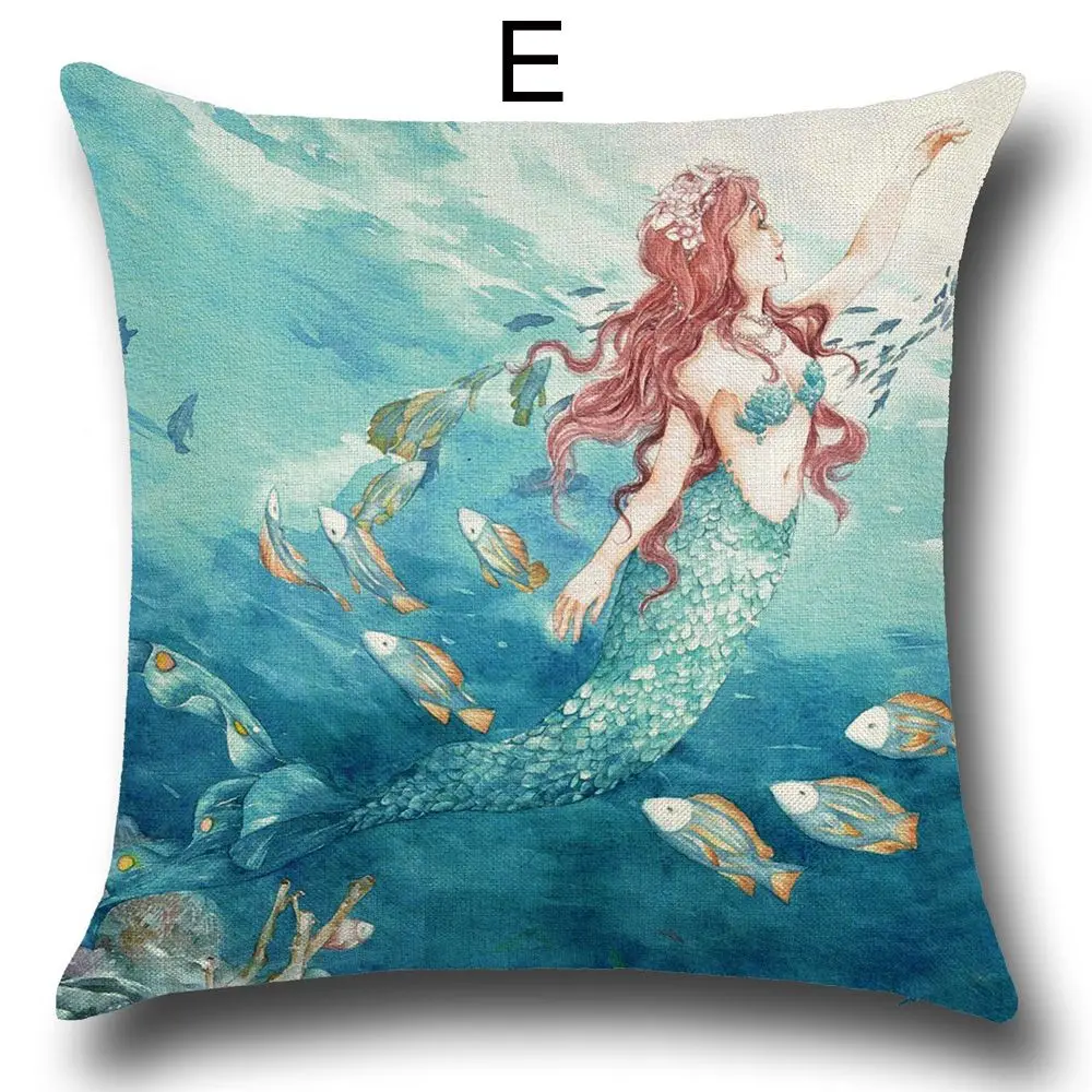 3D Mermaid Printing Sarung Bantal Sarung Bantal Kursi Mobil Sofa