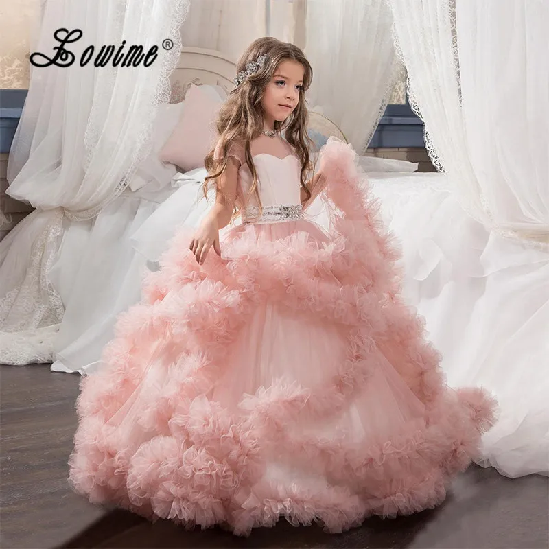 10528 16 De Réductionrose Robe De Bal Fleur Fille Robe Nuage Cristal Graduation Robes Enfants 2017 Nouveau Design Enfant Robe De Bal Filles