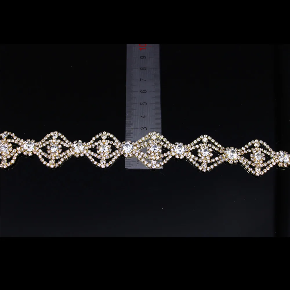 5 Ярд со стразами свадебная отделка бисером цвет серебристый, золотой кристалл аппликация из стеклянных страз отделка Мода цепи для