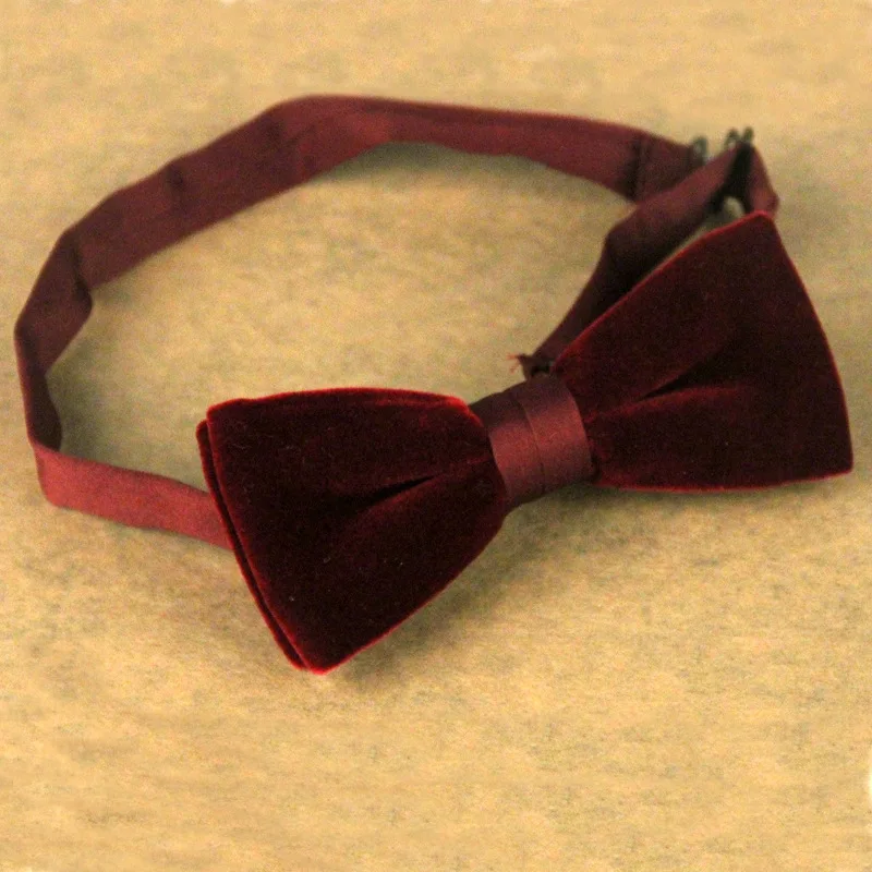 Мужские галстуки бархат Жених Брак Свадьба Bowties воротник рубашки галстук сплошной цвет черный красный галстук для мужчин