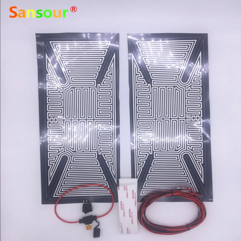 Sansour Truck Bus Mirror Glass Heated Pad Mat Defoggers Remove Frost Fit Most DC 12V Vehicle Side Mirror Glass Heat Defogger Pad