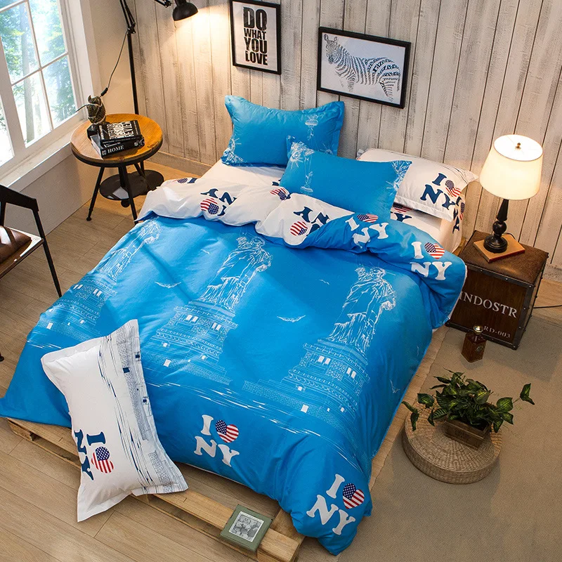 

100% Polyester Duvet Cover New York Sky Print Bedding Cover For Adults Double Bed Home Textile XF639-2