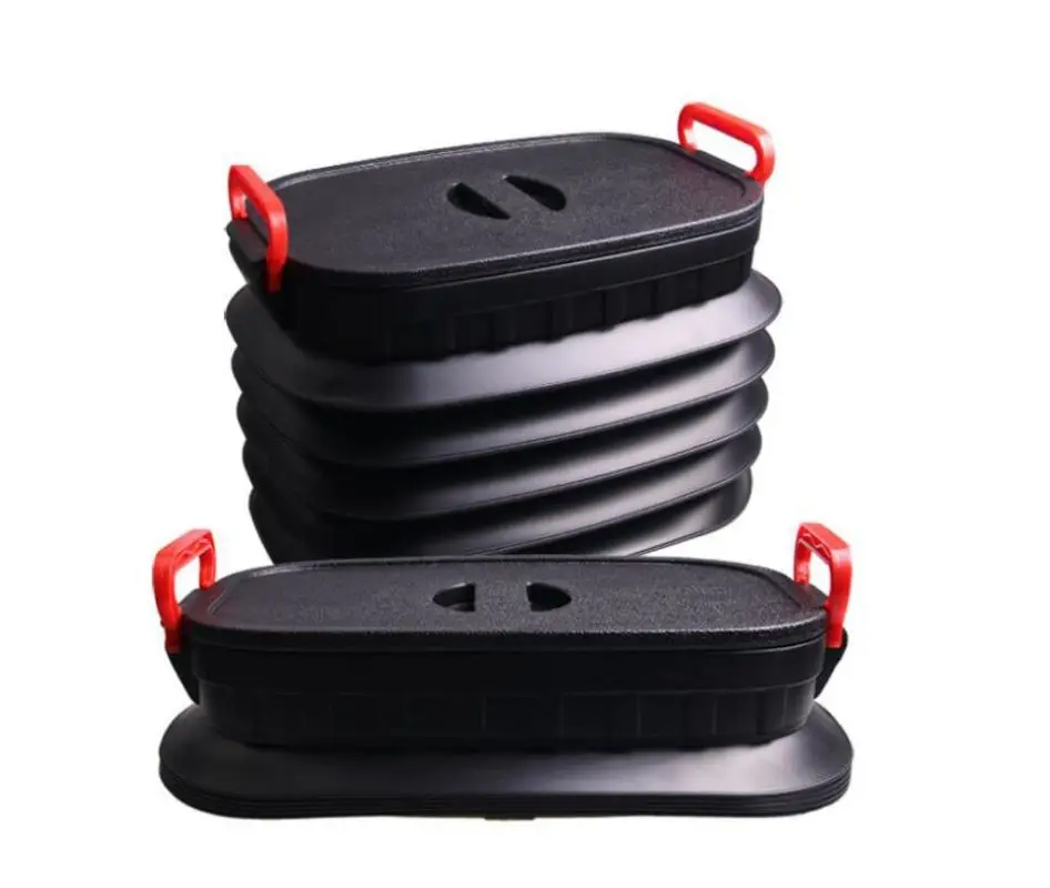 

18L Folding Car Trunk Organizer Bucket Telescopic Storage Box Trash Bin with Cover Outdoor Camping Fishing Car Wash Container