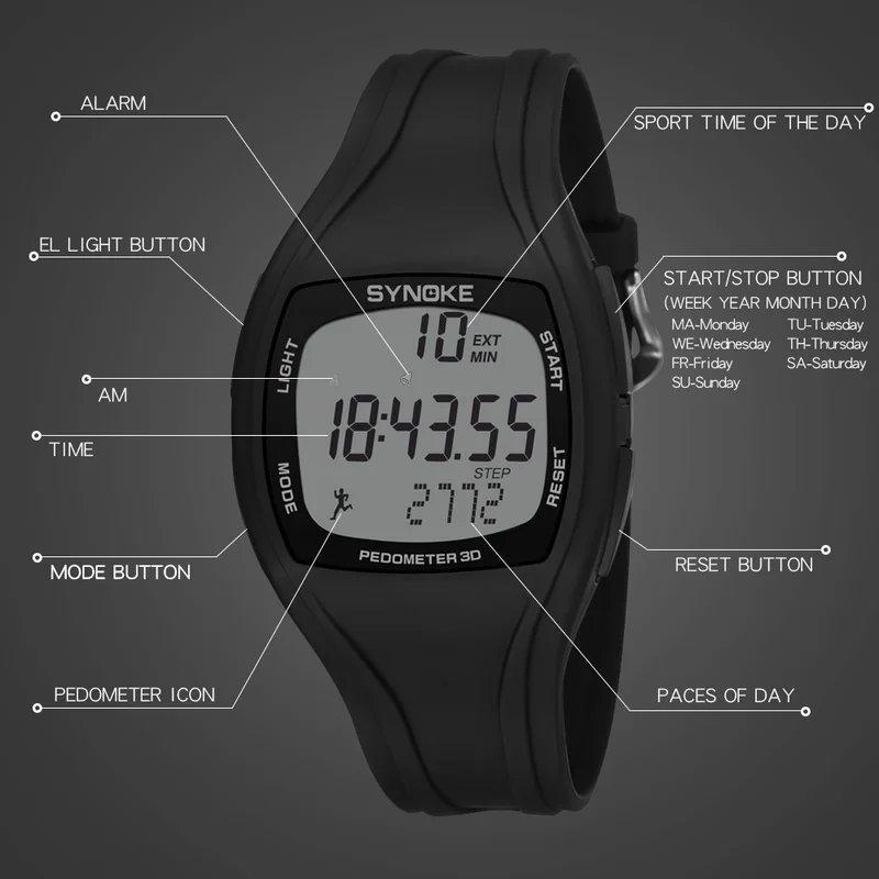 PANARS мужские спортивные часы Шагомер G калории шок Хронограф военные квадратные черные часы водонепроницаемые цифровые наручные часы подарок