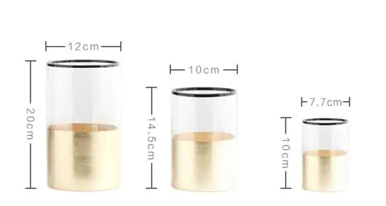 Золотая металлическая стеклянная ваза классические домашние декоративные вазы для цветов черные края горшки кашпо подарки на год