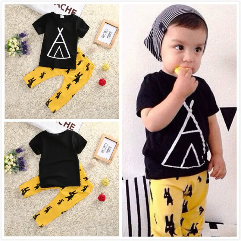 Infant Baby Boy Clothes Pullover Sweater Striped Elephant Floral Tops Pants Two-Piece Sweatshirt Sets