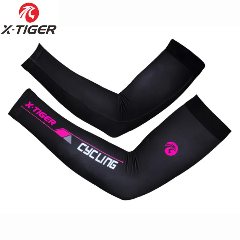 X-Tiger лайкра быстросохнущая защита UV400 рукава для бега дышащие баскетбольные рукавицы спортивные перчатки для велоспорта - Цвет: Black Pink