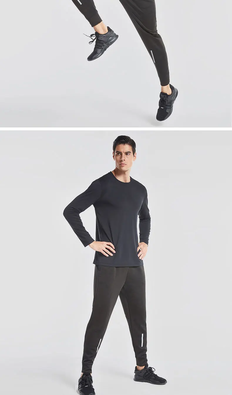 VANSYDICAL Running T-shirt Men Quick Dry Running Long Sleeve Shirt for Jogging Fitness Gym Training Tops Cycling Jersey kelme XL 16