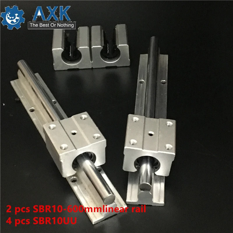 

NEW 2pcs SBR10 600mm linear rail support with 4pcs SBR10UU linear guide auminum bearing sliding block cnc parts