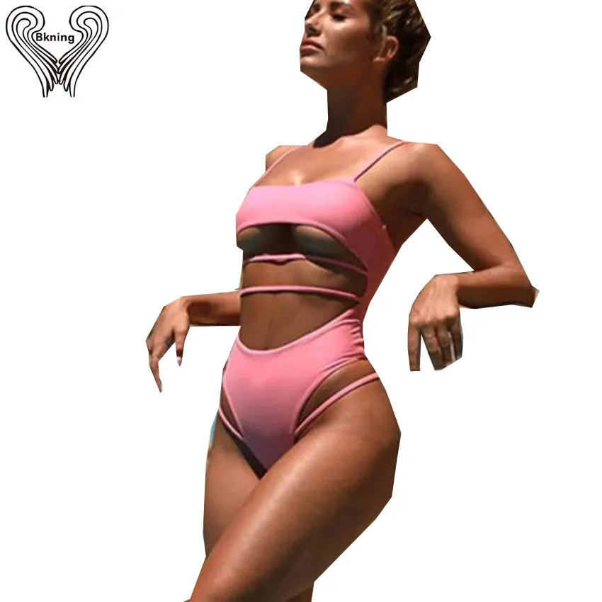 

Bkning Padded One Piece Swimsuit Women Swimwear 2018 New Summer Beach Bathing Suit Bodysuits Sexy Beachwear Bathers Monokini
