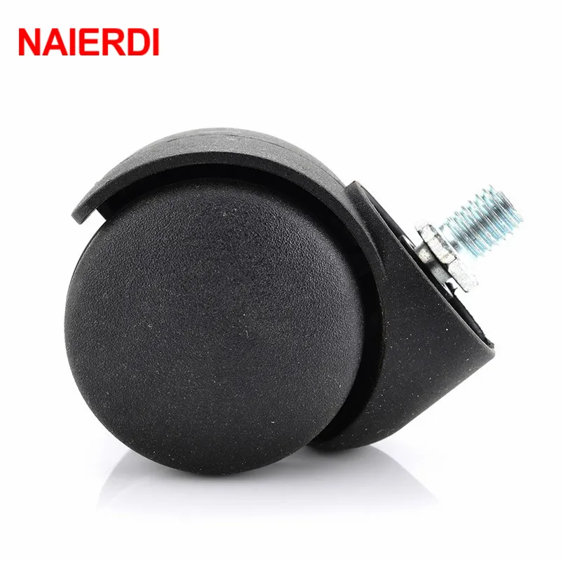 

NAIERDI 2" Universal Casters Black Mute 360 Degree Swivel Screw Thread Wheels For Office Chair Home Stool Furniture Hardware