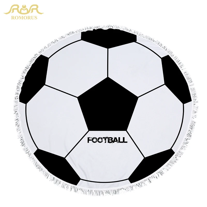 Cool Football Print 150CM Round Beach Towels Wrapped Shawl Microfiber Bath Towel with Tassel Soft Yoga Mat Rug Carpet Tapestry | Дом и сад